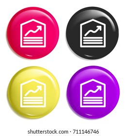Amount multi color glossy badge icon set. Realistic shiny badge icon or logo mockup