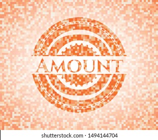 Amount orange tile background illustration. Square geometric mosaic seamless pattern with emblem inside.