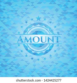 Amount realistic light blue emblem. Mosaic background