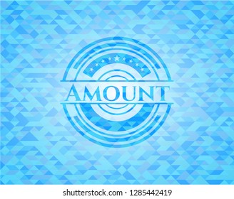 Amount sky blue emblem with mosaic ecological style background