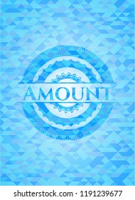 Amount sky blue emblem with triangle mosaic background