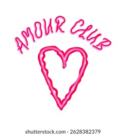 amour club, coração abstrato, Design gráfico impressão t-shirts moda, ilustração, vetor, cartazes, cartões, adesivos, caneca