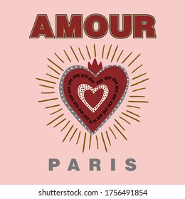 Amour French Is Love Heart Abstract,Graphic Design Print T-shirts Fashion,vector,poster