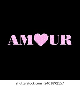 Amour, french means love Graphic design lettering, skin animal heart brush
abstract for t-shirt printing, poster, card, mug