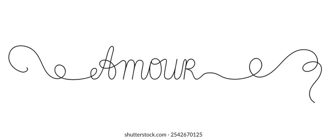 Amour French word translated Love, sweetheart hand written lettering phrase simple doodle vector illustration for St Valentine holiday decor, greeting card, postcards, poster, banner, wedding concept