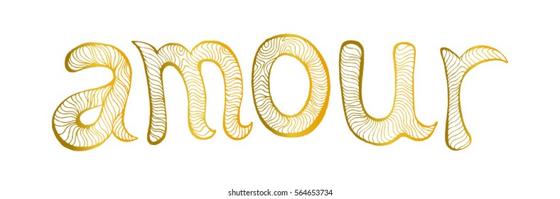 amour. hand drawn text calligraphy for Valentine Day greeting card. calligraphic vector font. Declaration of love. Design for t-shirt and prints. tattoo