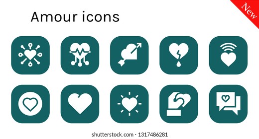 amour icon set. 10 filled amour icons.  Collection Of - Heart, Love