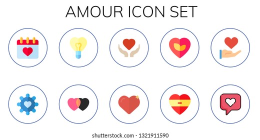 amour icon set. 10 flat amour icons.  Simple modern icons about  - valentines day, heart, love
