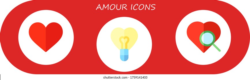 amour icon set. 3 flat amour icons.  Simple modern icons such as: heart