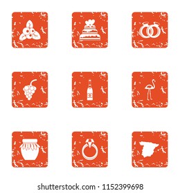 Amour icons set. Grunge set of 9 amour vector icons for web isolated on white background