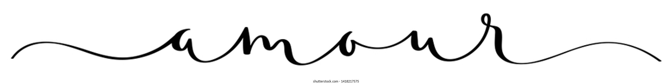 AMOUR (LOVE in French) black brush calligraphy banner