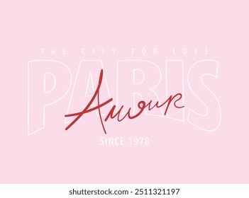 Amour, love in French and Paris quote typography. Vector illustration design