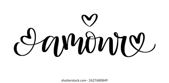 Amour. Love in French. Simple, romantic script. Classic French love word perfect for minimalist wall art, wedding decor, t-shirts, greeting cards, and romantic gifts. Great for digital use and cutting