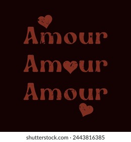 Amour is love heart crack, Graphic design print t-shirts fashion, illustration, vector, posters, cards, stickers, mug