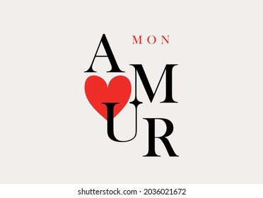 Amour love lettering design vector slogan art