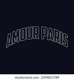 Amour Paris college slogan with heart glitter vector illustration for t-shirt and other uses