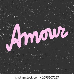 Amour. Sticker for social media content. Vector hand drawn illustration design. Bubble pop art comic style poster, t shirt print, post card, video blog cover