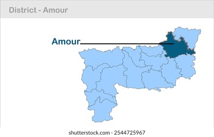 Mapa del subdistrito de Amour, Distrito de Purnia, Estado de Bihar, República de la India, Gobierno de Bihar, Territorio indio, India oriental, política, aldea, turismo