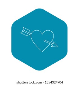 Amour symbol with heart and arrow icon. Outline illustration of amour symbol with heart and arrow vector icon for web