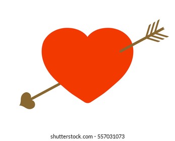 Amour Symbol with Heart and Arrow Icon. Flat Isolated vector illustration.