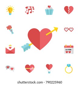 Amour Symbol with Heart and Arrow Icon. Digital vector february happy valentine's day and wedding celebration color simple flat icon set on white background