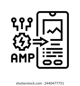 amp accelerated mobile pages seo line icon vector. amp accelerated mobile pages seo sign. isolated contour symbol black illustration