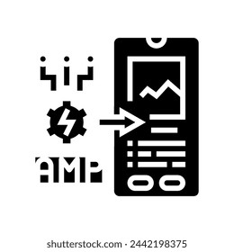 amp accelerated mobile pages seo glyph icon vector. amp accelerated mobile pages seo sign. isolated symbol illustration