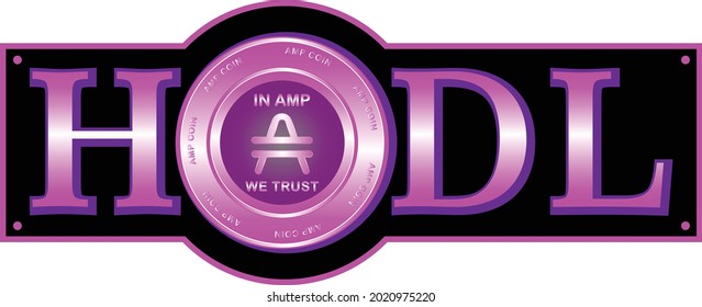 AMP coin crypto currency, AMP hodler label, for web, banner, poster, etc. vector eps 10