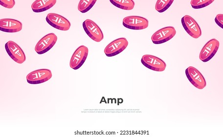 AMP coin falling from the sky. AMP cryptocurrency concept banner background.