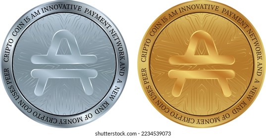 amp coin vector images. 3d illustration.