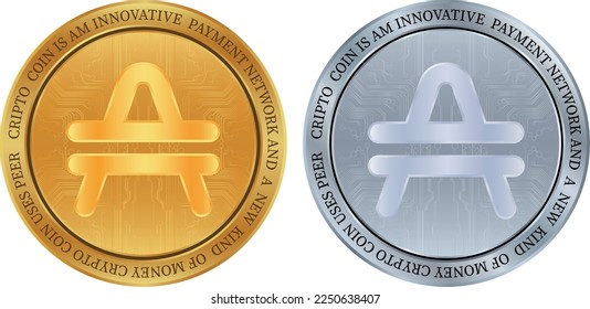 amp coin vector images. 3d illustration.