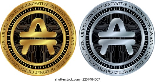 amp coin vector images. 3d illustration.