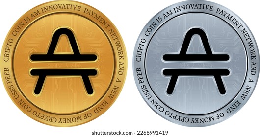 amp coin vector images. 3d illustration.