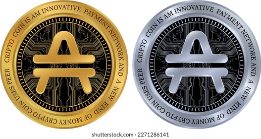 amp coin vector images. 3d illustration.