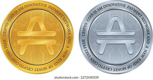 amp coin vector images. 3d illustration.