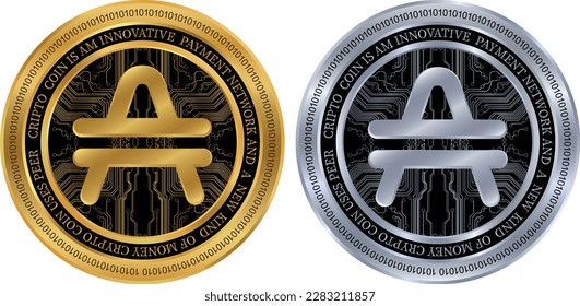 amp coin vector images. 3d illustration.