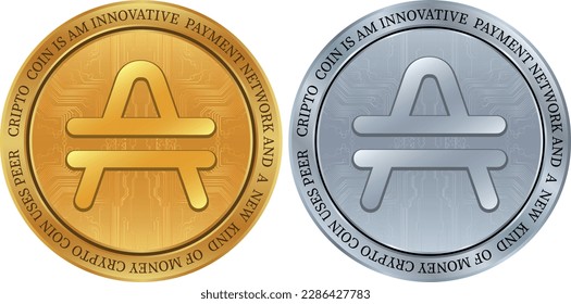 amp coin vector images. 3d illustration.