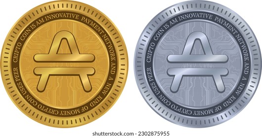 amp coin vector images. 3d illustration.