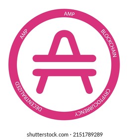 Amp cryptocurrency logo. AMP crypto symbol icon flat vector illustration. EPS 10 editable template. 