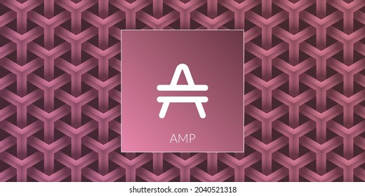 Amp cryptocurrency logo isolated on colorful volumetric pattern background.