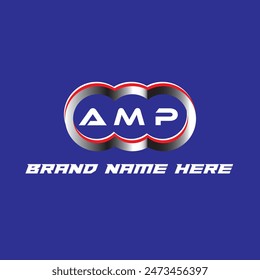 AMP letter logo vector unique attractive creative modern initial design white color on blue color background AMP letter logo icon design
