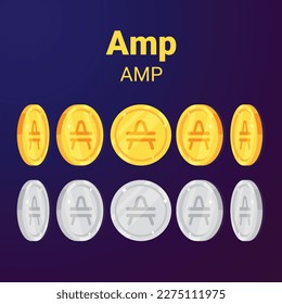 AMP realistic crypto currency golden isolated. eps vector
