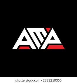 AMP triangle letter logo design with triangle shape. AMP triangle logo design monogram. AMP triangle vector logo template with red color. AMP triangular logo Simple, Elegant, and Luxurious design.