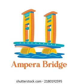 Ampera Bridge in flat design style svg