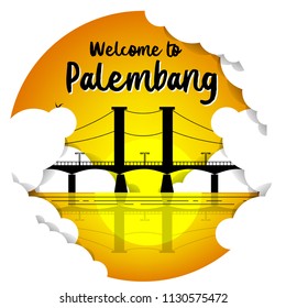 Ampera bridge is Icon Palembang city Indonesia. EPS10 svg