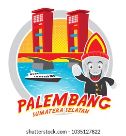 ampera bridge isolated illustration palembang sumatera selatan indonesia svg