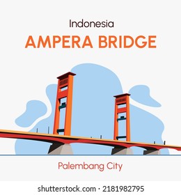 Ampera Bridge is a landmark in Palembang city, Indonesia. Vector Illustration svg