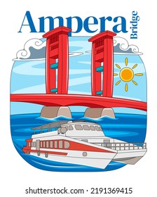 Ampera Bridge in Vector Illustration svg
