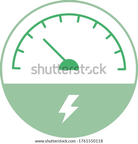 Ampere Measurement Equipment Concept, Power Volt Meter Green Energy gauge Vector Icon Design, 