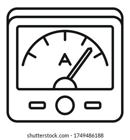 Amperemeter-Symbol. Umrissmesser, Vektorsymbol für Webdesign einzeln auf weißem Hintergrund